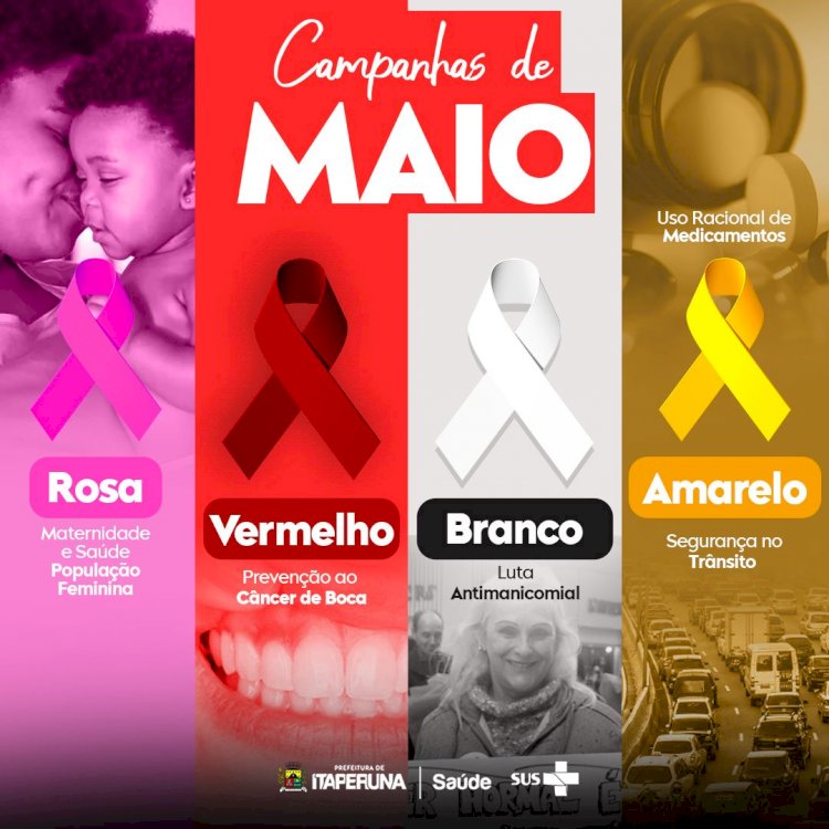 Secretaria de Saúde lança as campanhas Maio Rosa Maio Vermelho Maio Branco e Maio Amarelo