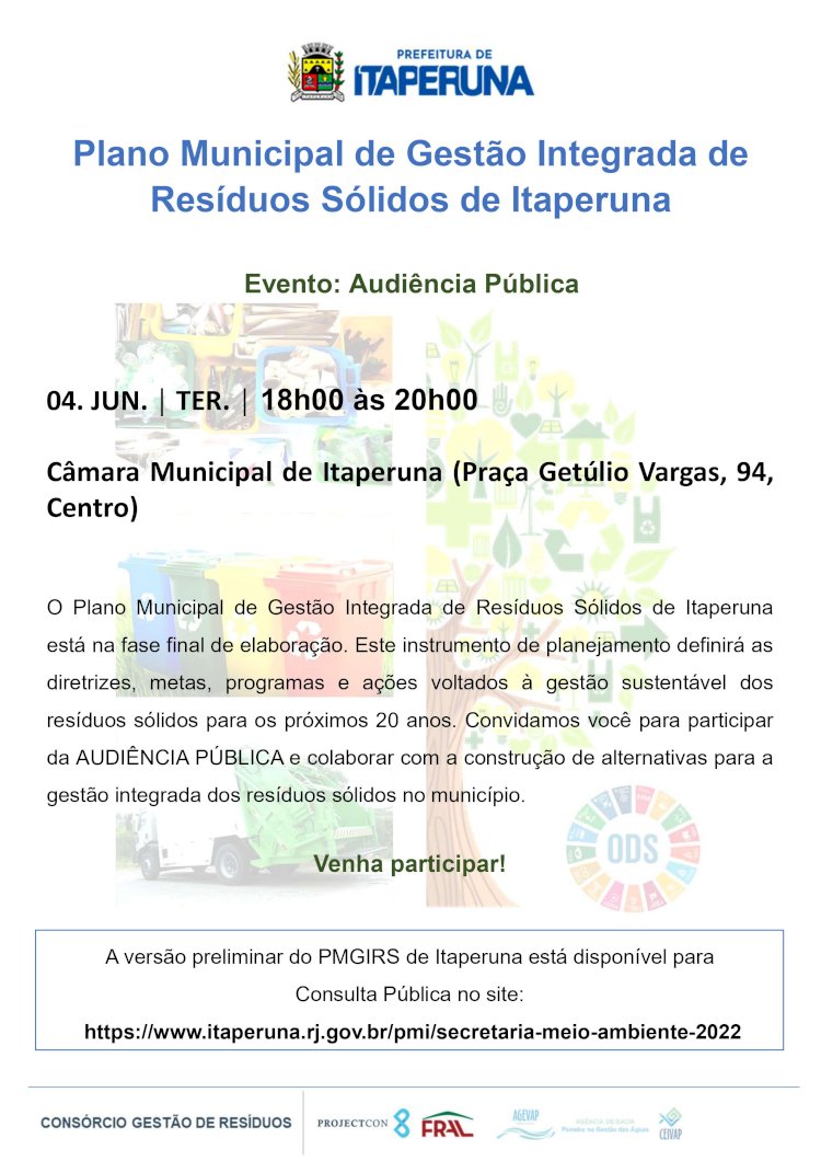 Plano Municipal de Gestão Integrada de  Resíduos Sólidos de Itaperuna - Audiência Pública