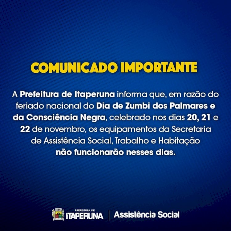 COMUNICADO IMPORTANTE ASSISTÊNICA SOCIAL